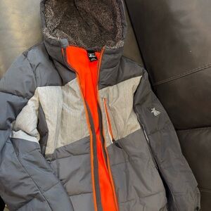 ZeroXposur Charcoal and Neon Orange Puffer Jacket